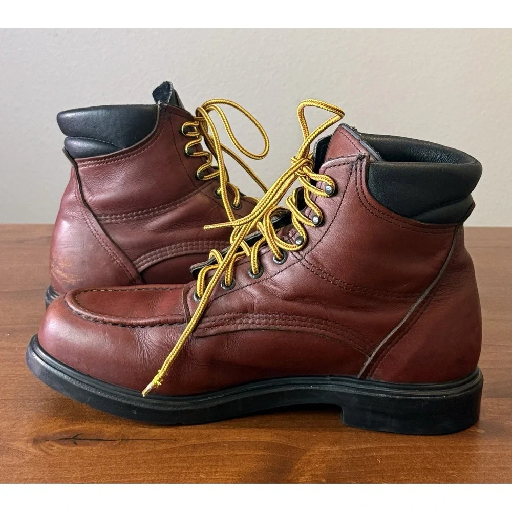 Red Wing Moc Toe Boots Burgundy 202 SUPERSOLE 6-INCH SOFT TOE Men's US 10.5 $254